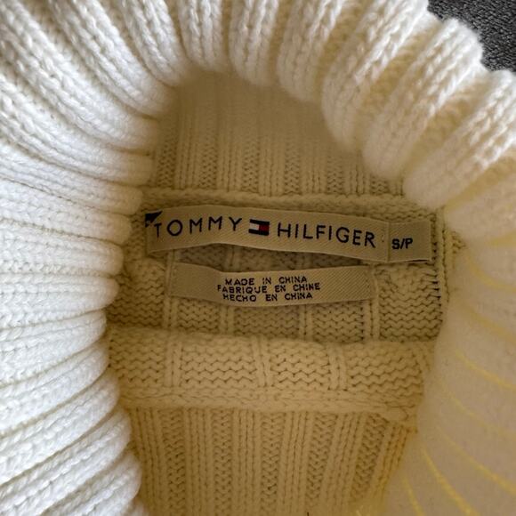 Tommy Hilfiger 2005 Turtle-Neck Cable Knit Cream Fisherman Sweater Women Small - Picture 2 of 6